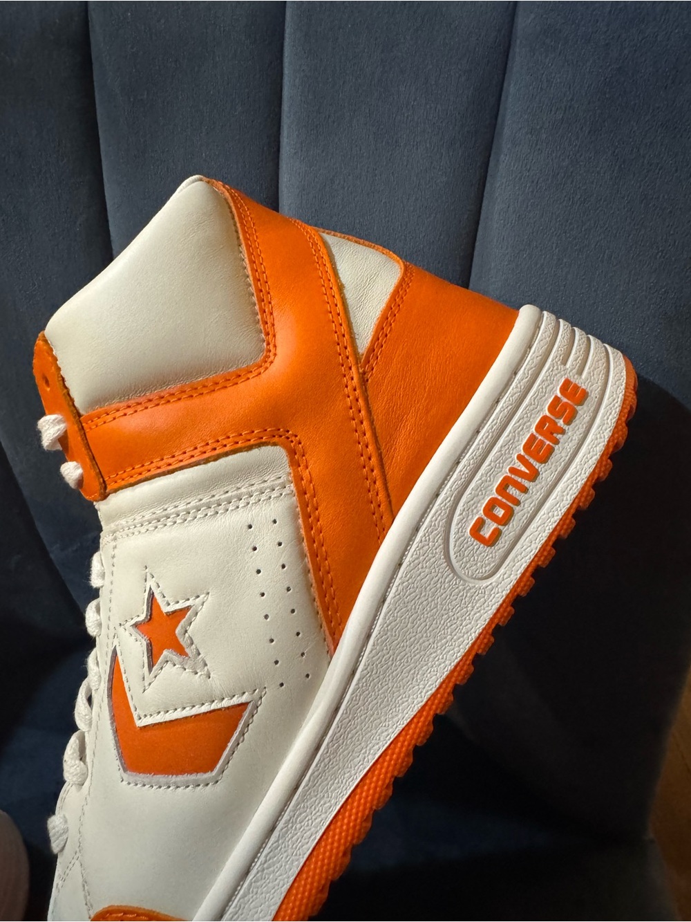 Converse Weapon Mid White and Orange Retro Basketball Sneakers, Sizes 12 & 10.5 - Picture 9 of 15